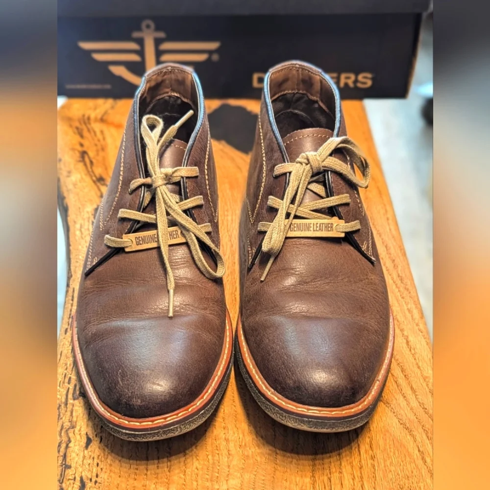 DOCKERS Mens Brown Genuine Leather Round Toe Longden Shoes size 7M
